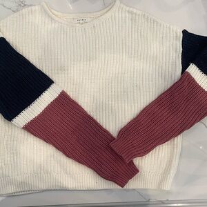 PacSun Colorblock Crew Neck Sweater - Cream, Pink, Navy